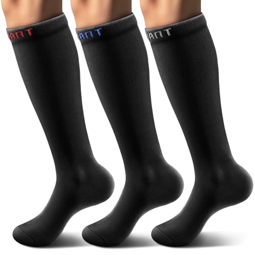 BULLIANT Compression Socks 3Pairs-15-20mmHg Circulation Support Men Women Hiking Sports Recovery-Upgraded Wicking Tech