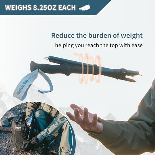 Naturehike Collapsible Hiking & Trekking Poles, 2 PC Adjustable Lightweight Aircraft Aluminum Trekking Poles