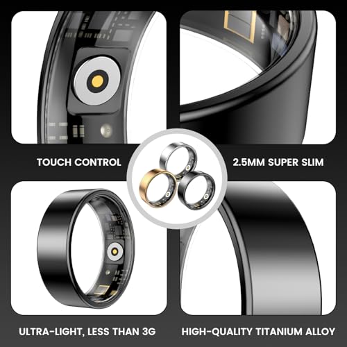 Smart Health Rings for Women Men, Fitness Tracker with Heart Rate, Blood Oxygen, HRV, Sleep Tracker, Step Tracker, No Subs...