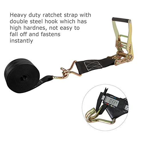 4 Pack 2 Inch Ratchet Straps Heavy Duty 20ft Tie Down Straps Ratchet with Double J Hook, 8000 LBS Break Strength, Cargo Ra...