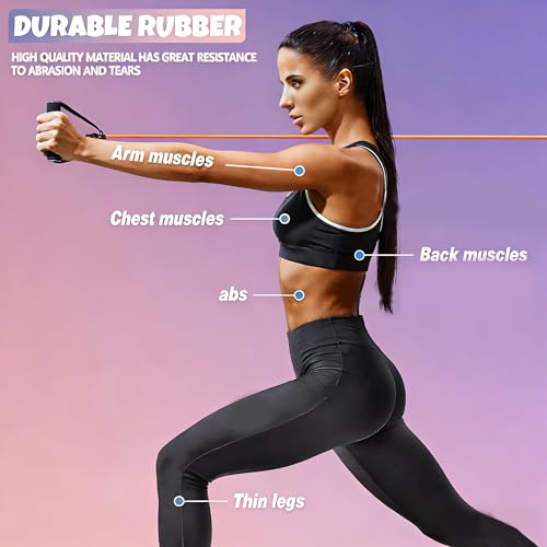 RitFit Single Resistance Exercise Band with Comfortable Handles - Ideal for Physical Therapy, Strength Training, Muscle To...