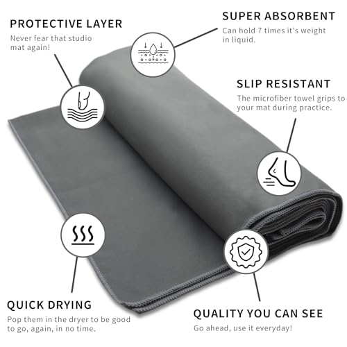 MIAOMIAO Non-Slip Hot Yoga Towel Set,Super Absorbent Microfiber in, 24.5" x 72" - Anti-Slip, Injury Free Design for Pilate...