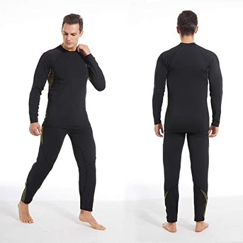 Men’s Thermal Underwear Set, Winter Fleece Lined Sport Long Johns Base Layer Quick Drying Thermo for Hunting Skiing
