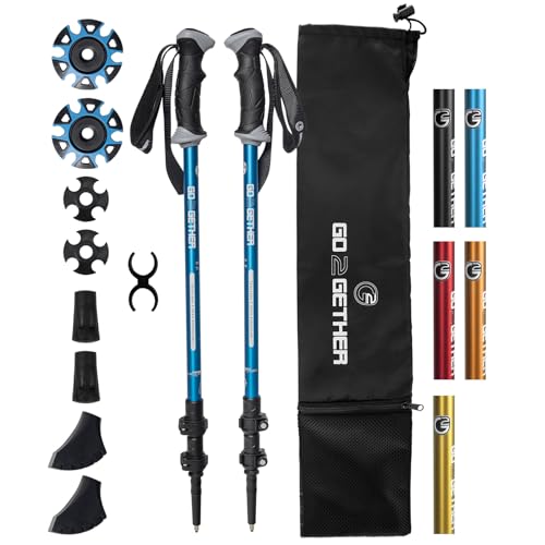 G2 GO2GETHER Aluminum Trekking Poles - Quick Adjustable Locks, Comfort Handle, Padded Strap, Snow Baskets - Walking Sticks...
