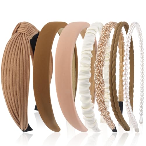 AHONEY 7 Pack Headbands for Women Girls Headbands Trendy Non Slip Hairbands Fashion Hair Accessories Multi-style Headband ...