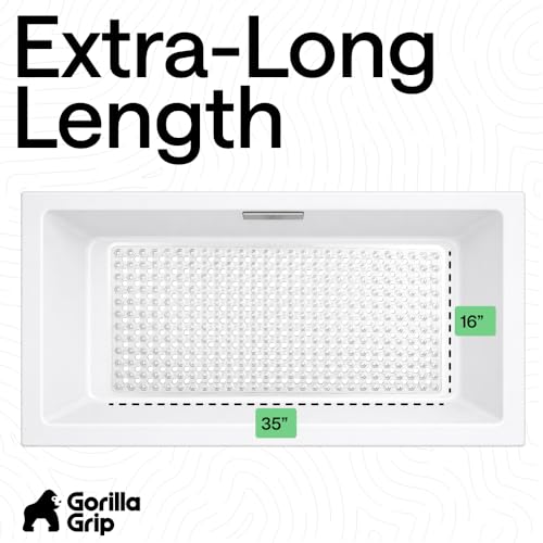 GORILLA GRIP Patented Bath Tub Shower Mat, Machine Washable Bathtub Floor Liner Mats, Suction Cups and Drain Holes to Keep...