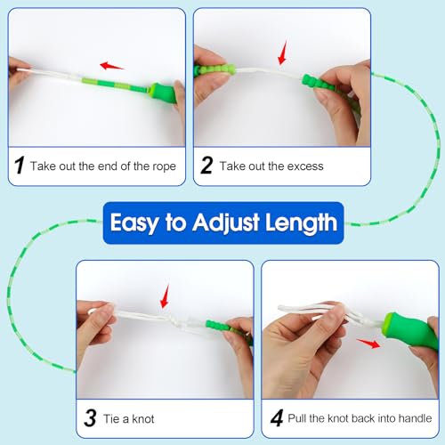 Jump Rope for Kids, 9 Ft Adjustable Jump Ropes for 4 5 6 7 8 10 12, Segmented Soft Beaded Jumping Rope Age 8-12, Tangle Fr...