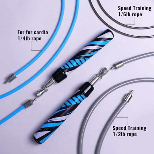 Hererope Weighted Jump Rope for Men & Women, 1/6lb, 1/4lb, 1/2lb Interchangeable Weighted Jump Rope Set with Precision Bal...