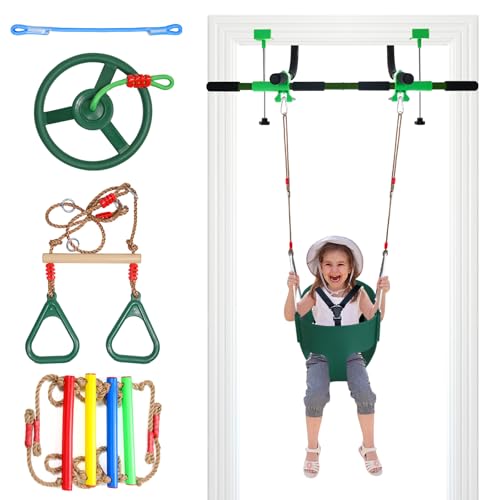 Doorway Swing for Kids & Door Pull Up Bar for Adults - Indoor Kid Swing with 4pcs Accessories - Multi-Function Doorway Gym...