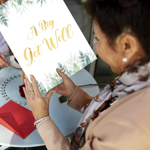 Big Get Well Card with Envelopes, 14 x 22 inches Greenery Large Get Well Soon Cards from Group, Giant Thinking of You Gree...