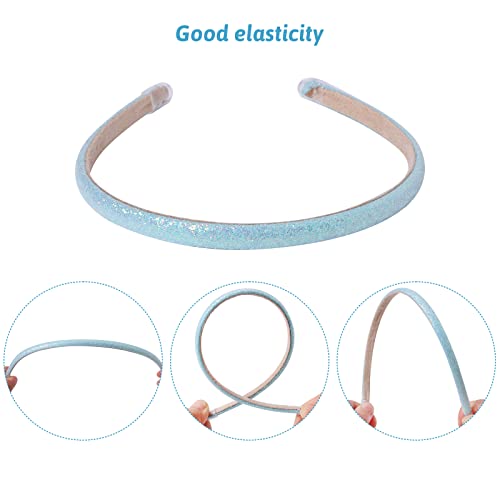 Fishdown Thin Glitter Headbands 6 Pack, Including Gold, Silver, Rose Red, Pink, Blue, Light Blue for Girls and Women, Non-...
