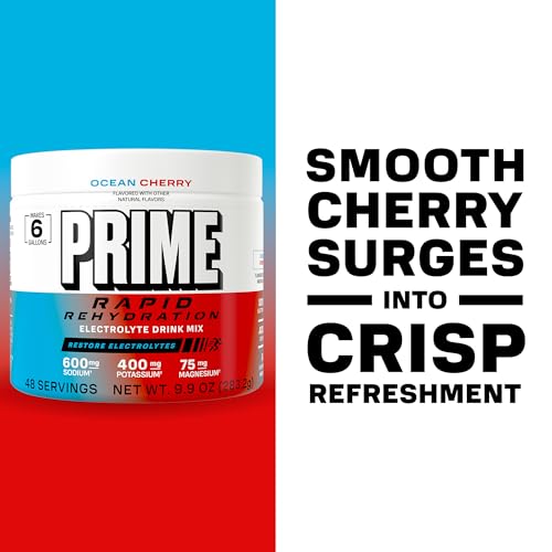 Prime Rapid Rehydration Electrolyte Powder, Ocean Cherry, Sugar Free Hydration Drink Mix with Sodium, Potassium, Magnesium...