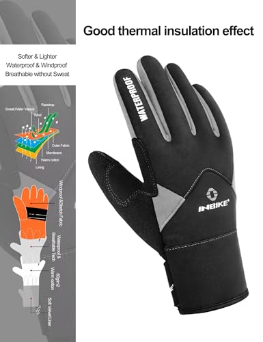 INBIKE Winter Cycling Gloves for Men Women Cold Weather Thermal Windproof Gel Bike Gloves Touch Screen