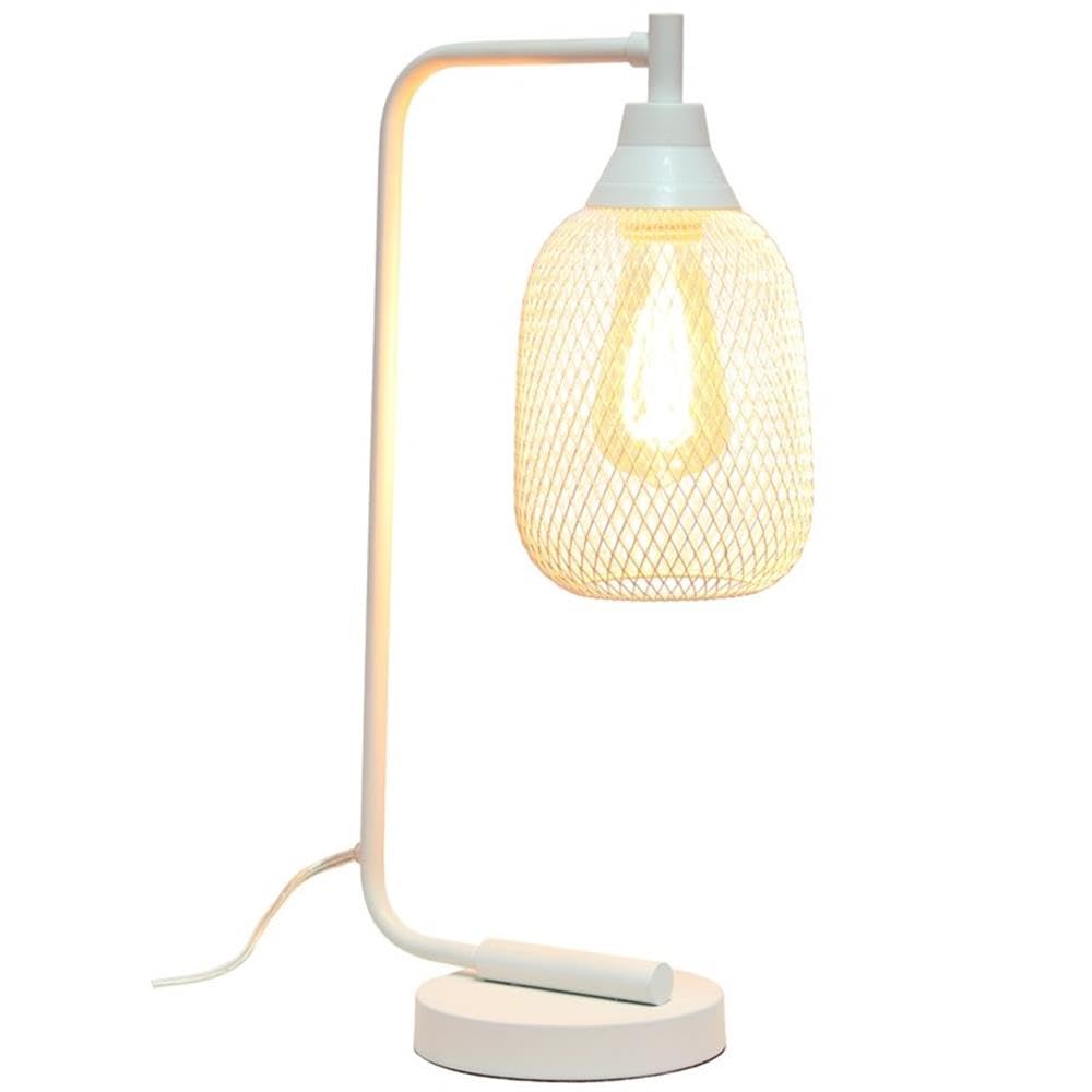 Simple Designs LD1060-WHT Table Desk Lamp, Mesh Wire, Iron, Matte White
