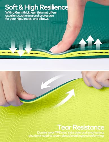 Ewedoos Eco Friendly Yoga Mat with Alignment Marks TPE Yoga Mat Non Slip Hot Yoga Mat Thick 1/4'' Anti-Tear Surfaces Exerc...