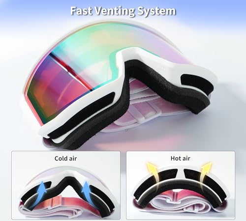 AzureWings Ski Goggles,Snowboard Goggles for Men Women Adults Youth,Over Glasses OTG/100% UV Protection/Anti-fog/Wide Vision