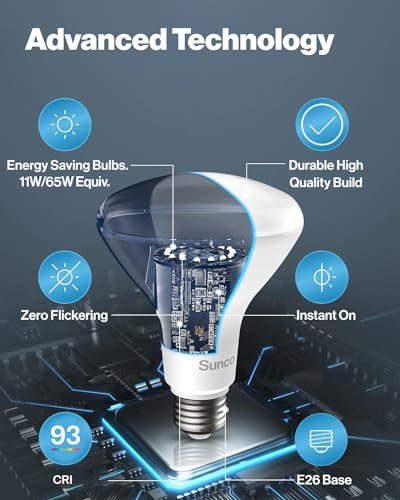 Sunco 12 Pack BR30 Light Bulbs LED, Recessed Can Light Bulbs, Indoor Flood Bulb, 850 LM, 11W (65W Equivalent), 4000K LED L...