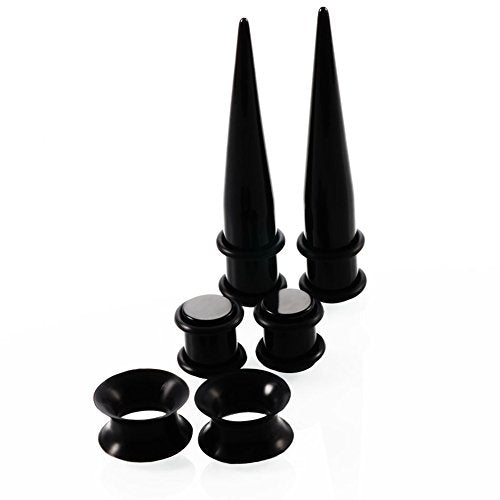 JieyueJewelry 50 Pieces Ear Stretching Kit 14G-00G Acrylic Tapers and Plugs + Silicone Tunnels - Ear Gauges Expander Set B...