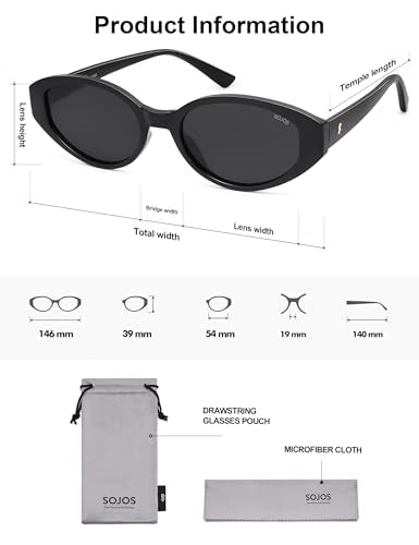 SOJOS Retro Oval Polarized Sunglasses for Women Chic Cat Eye Trendy Vintage Shades UV400 Protection
