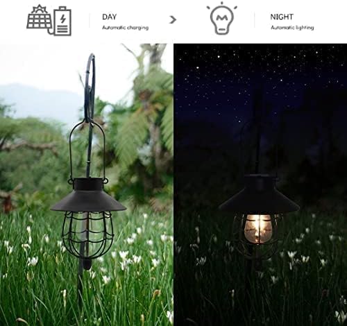YAKii Solar Lanterns 6 Pack, Waterproof Metal Lamp, Warm White Light, Black, Model LP107-6, for Yard Garden Pathway Patio Porch