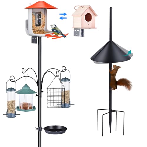 Bird Feeder Pole 92 Inch True Heavy Duty Birdhouse Pole with Squirrel Proof Baffle for Outdoor, Adjustable Bird Feeder Sta...