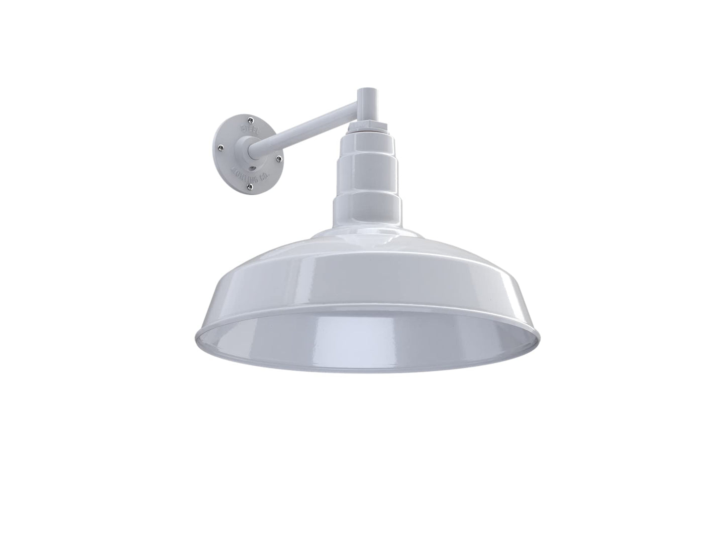 Steel Lighting Co. Gardena Barn Light - 16 Dome, 11 Straight Arm, White Steel, Outdoor Wall Mounted Farmhouse Light