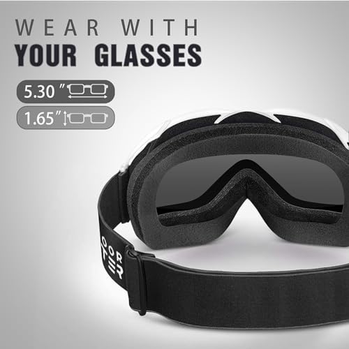 OutdoorMaster OTG Ski Goggles - Over Glasses Ski/Snowboard Goggles for Men, Women & Youth - 100% UV Protection