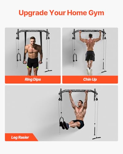 VEVOR Pull Up Bar, Multi-Grip Wall Mounted Pull Ups, 50 in Width Multifunctional Chin Up Training Station, Heavy Duty Stee...