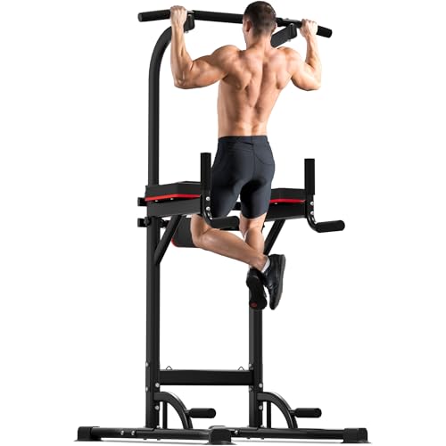 Outdoor Basic Power Tower, Pull Up Bar and Dip Station for Home Gym, 1400LBS Weight Capacity, Adjustable Height, Heavy Dut...