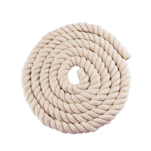 Faxco 10ft Natural Twisted Cotton Rope Strong Triple-Strand Rope for Sports, Crafts, Indoor Outdoor Use Tug of War Rope