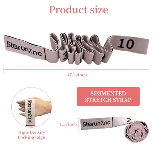 Yoga Stretch Strap for Flexibility, 2 Pack – 10 Loops Stretching Strap for Yoga, Pilates & Physical Therapy, Elastic Non-S...