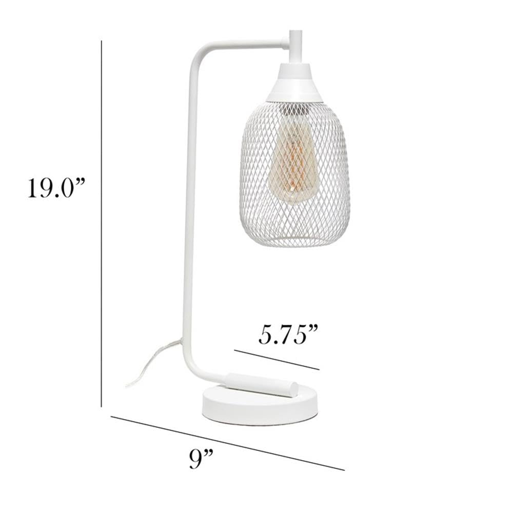 Simple Designs LD1060-WHT Table Desk Lamp, Mesh Wire, Iron, Matte White
