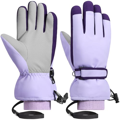 Rhino Valley Ski Gloves Women, Touchscreen Snow Gloves for Women, Anti-Slip Warm WinterGloves with Adjustable Wrist Strap,...