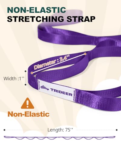 Trideer Stretching Strap for Physical Therapy & Home Rehab, Non-Elastic Yoga Stretch Strap with Loops for Mobility, Yoga &...