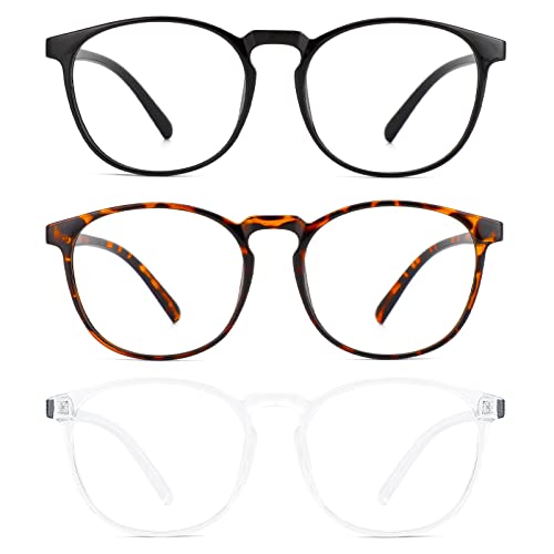 Przene 3 Pack Blue Light Blocking Glasses Women/Men,Retro Round Computer Glasses Anti Eye Strain/UV/Glare, Gaming Glasses....