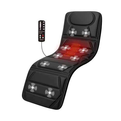 Snailax Massage Mat with Heat, Back Massage Pad for Bed, Chair, 10 Motors Vibrating Massage Mattress Pad with 2 Heating Pa...