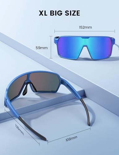 Lamicall XL Size Polarized Sports Sunglasses for Men Women, Large UV400 Protection Sun Glasses, Running Cycling Baseball