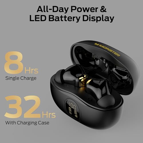 Monster N-Lite 217 Wireless Earbuds, Immersive Stereo Sound, Bluetooth 6.0 in-Ear Headphones, Built-in Smart Noise Cancell...