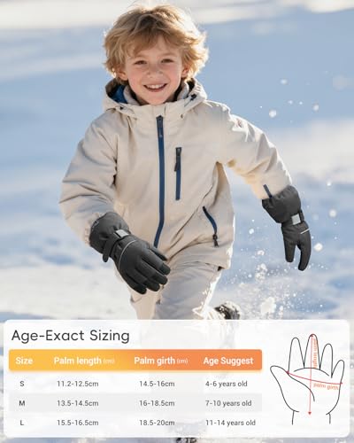 ThxToms Kids Warm Gloves Winter Waterproof Snow Gloves for Ourdoor Sports Snowboard, Toddler Bulky Ski Gloves for Boys Gir...