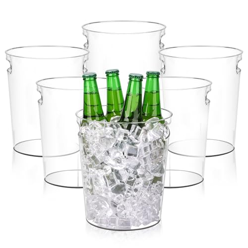 Tiawudi 6 Pack Ice Bucket, Plastic Wine Chiller for Champagne, Beverage, Soda and Beer, Wine Bottle Cooler, Ice Tub, Mult...