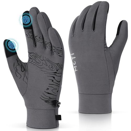 MCTi Lightweight Glove Liners for Men Women, Touch Screen Gloves with Conductive Microfiber, Palm Silicone, for Running Dr...