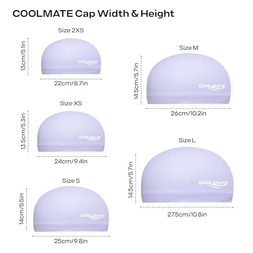 COOLMATE Fabric Swim Cap for Adult Women Men Kid, Silicone Water Resistant Layer, Cloth Swim Cap Gifts for Swimmers, Light...