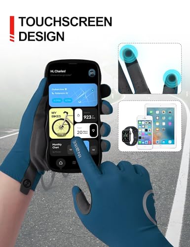 INBIKE Breathable Bike Gloves for Men Women, Full Finger Pad Cycling Gloves, Touchscreen Reflective Mountain Biking Bicycle