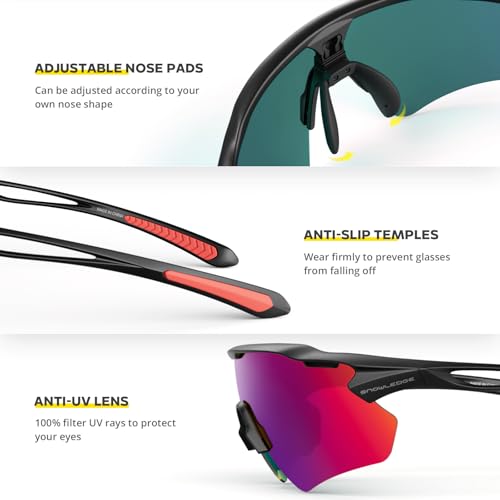 Cycling Glasses, TR90 Unbreakable Frame Polarized Anti-UV400 Sports Sunglasses