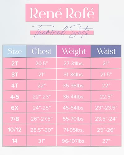 Rene Rofe Girls Thermal Set - 2 Piece Waffle Knit Thermal Top and Long Johns - Thermal Underwear for Girls