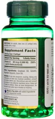 Nature's Bounty Vitamin D3 2000 IU Softgels 150 ea (Pack of 4)