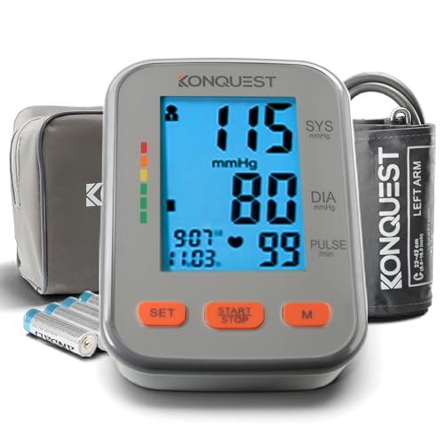 Konquest KBP-2704A Digital Blood Pressure Monitor – Automatic Upper Arm BP Machine with Large Cuff (8.5–16.5 in), Backlit ...