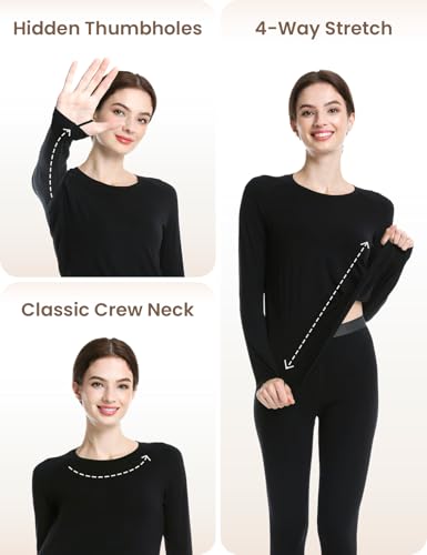 gagli Long Johns for Women - 2 Styles: 185g Lightweight Base Layer Set & 220g Micro-Fleece Lined Thermal Underwear
