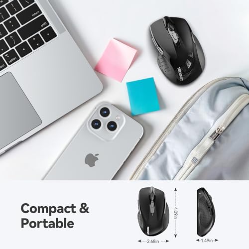 TECKNET Wireless Mouse, 2.4G Ergonomic Optical Mouse, Computer Mouse for Laptop, PC, Computer, Chromebook, Notebook, 6 But...