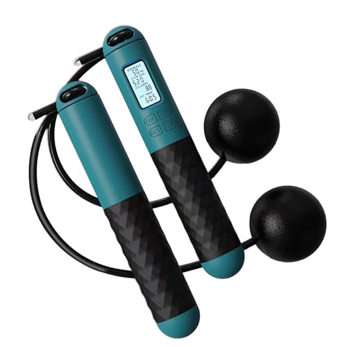 ropelless Jump Rope – Digital Counter Skipping Rope | Ball‑Weighted Cableless Jump Cord With Adjustable Non‑Slip Handles, ...